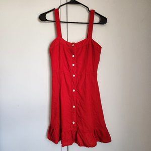 Zara Red Mini Spring/Summer Ruffle Button-up Dress  Women's Size XS
